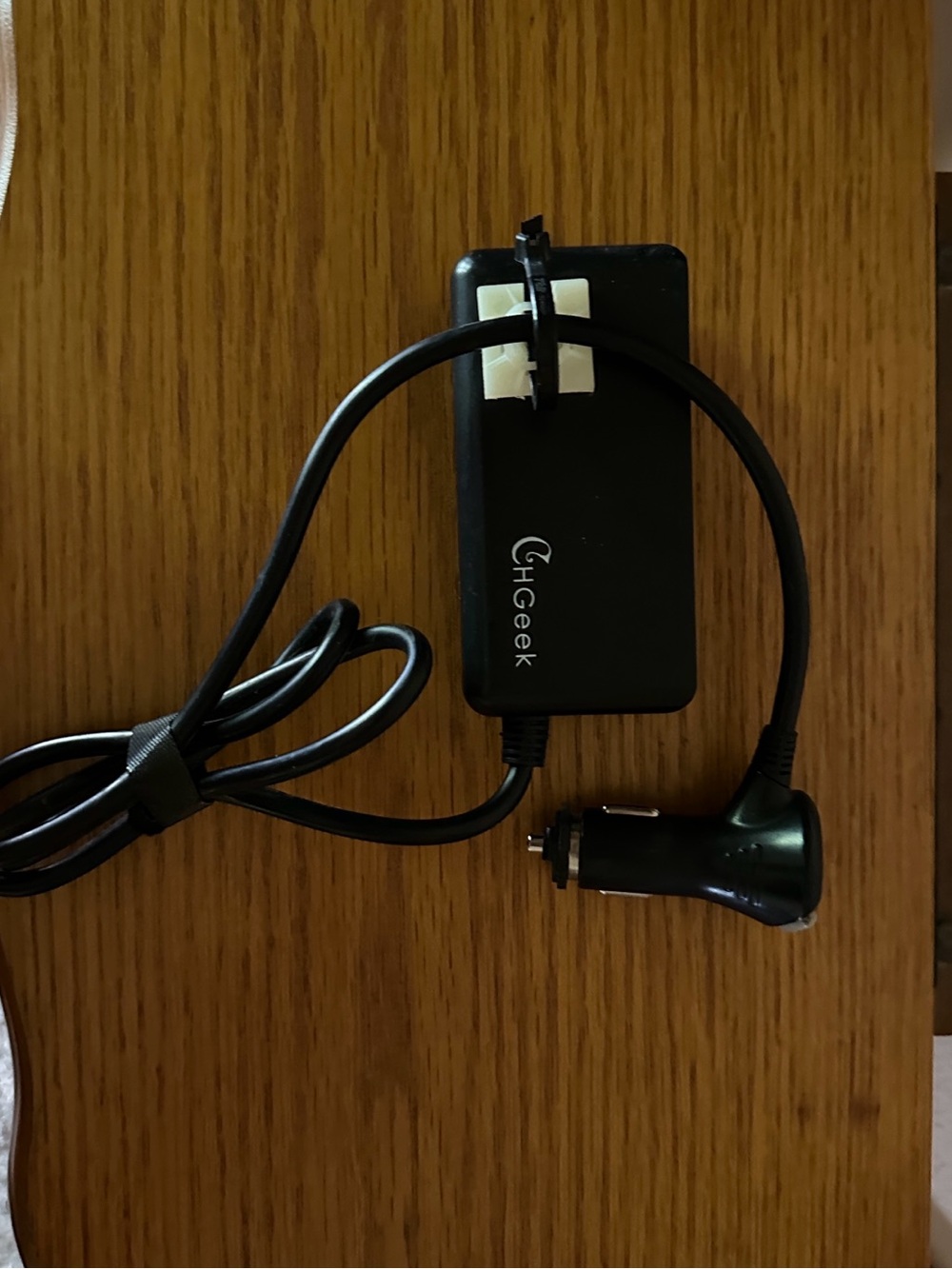 Black In-Car Charger Adapter with Integrated Cable
